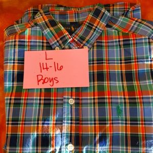 Ralph Lauren Boys Button down plaid shirt worn once size L 14-16